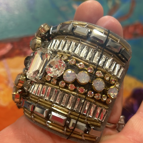 Exquisite Crystal & Beads Gold Hematite Cuff-Boutique - Picture 3 of 9